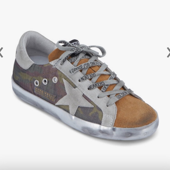 Golden Goose Superstar Camo & Coffee Suede Sneaker - Size 38